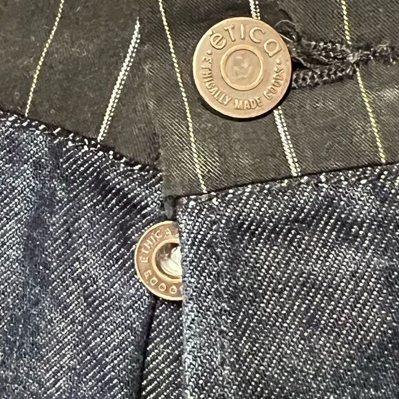 New Rare ETICA Lana Trouser Button Fly Cuffed Wide leg Jeans Stripe Detail Sz 30 - Picture 8 of 8